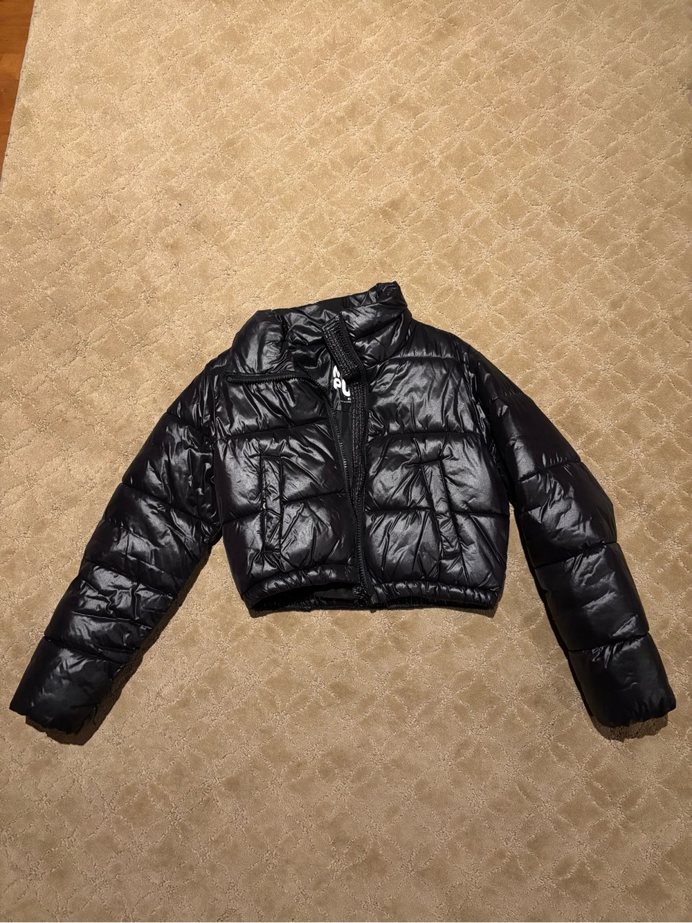 Garage Black Cropped Puffer Jacket
